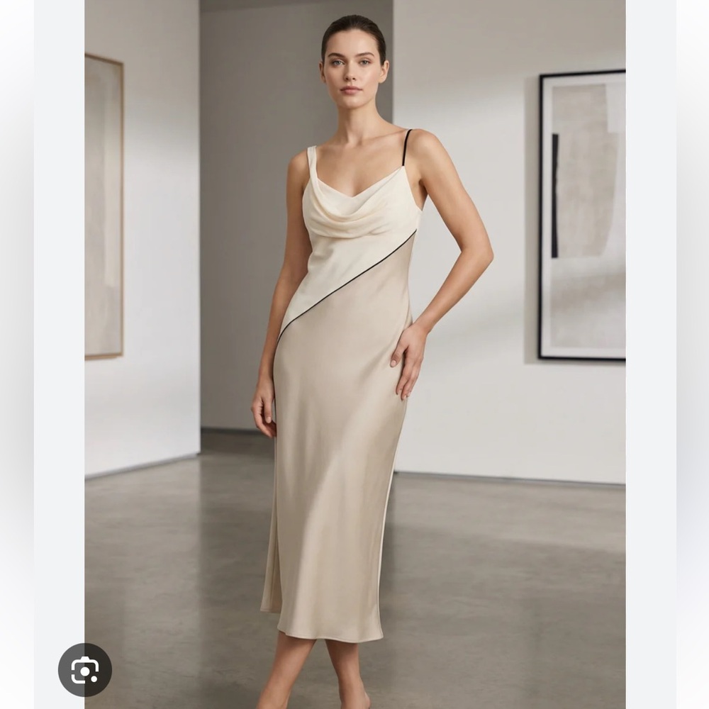 Zara Cream Asymmetrical Slip Dress